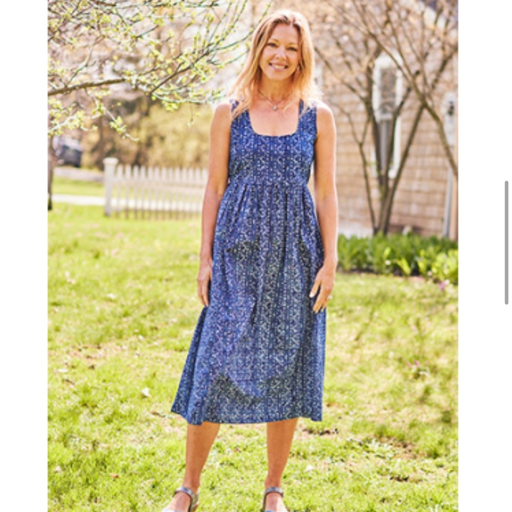 April Cornell Navy Azure Block Print Dress
